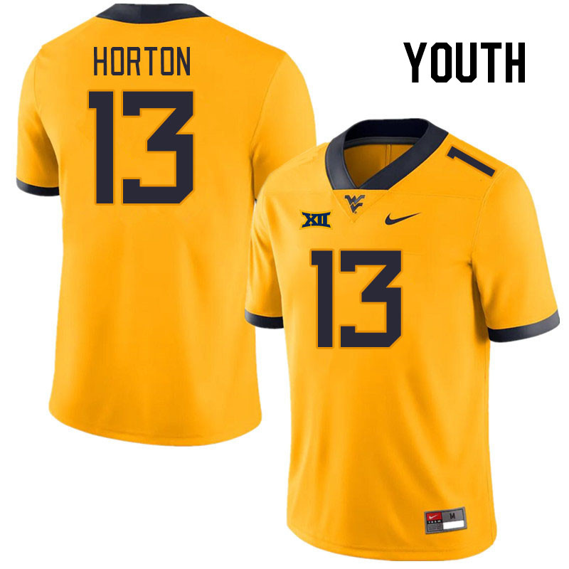 Youth #13 EJ Horton West Virginia Mountaineers College Football Jerseys Stitched Sale-Gold - Click Image to Close